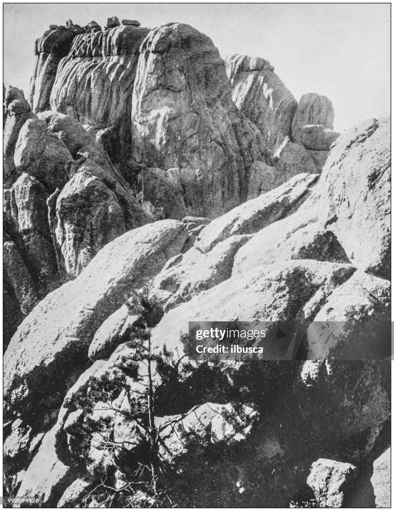 Antique photograph of America's famous landscapes: Dome Rocks, Custer Park, South Dakota