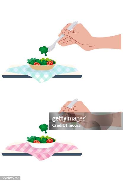 and with fork picking vegetables - deer corn stock illustrations