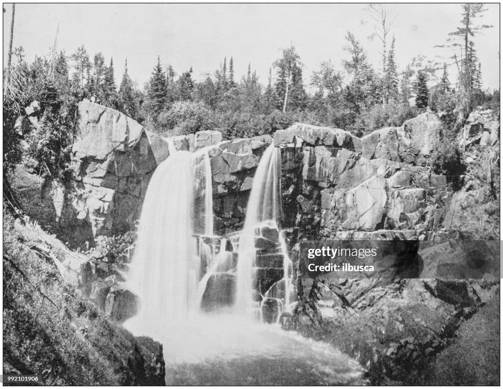 Antika fotografi av Americas berömda landskap: Pigeon River falls, Lake Superior