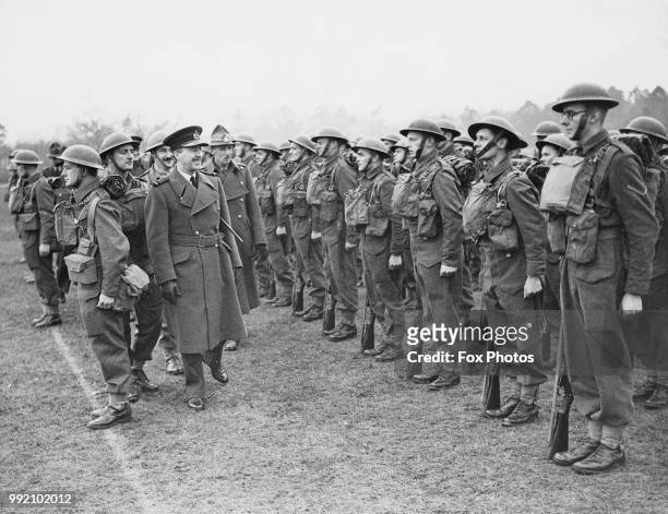 New Zealand Governor General Designate Sir Cyril Newall inspects soldiers from the Rifle Battalion of the Wellington Regiment of the 2nd New Zealand...