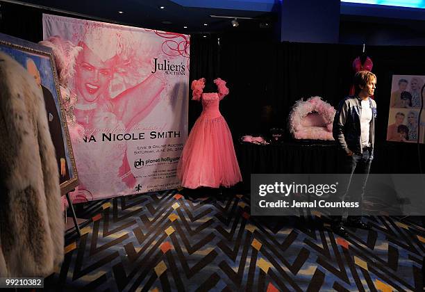 Larry Birkhead, former partner of actress Anna Nicole Smith poses in front of personal affects and other items that belonged to Anna Nicole Smith...