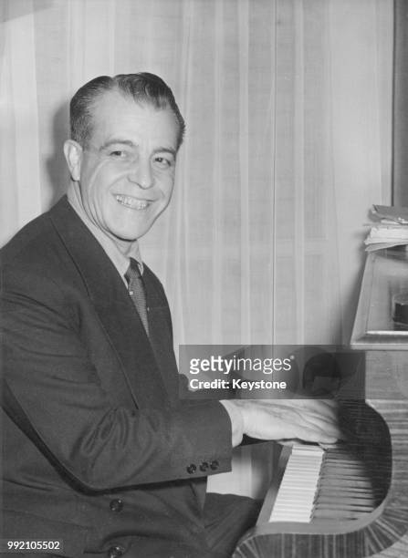 Mexican actor Ramon Novarro playing the piano, 23rd March 1959.