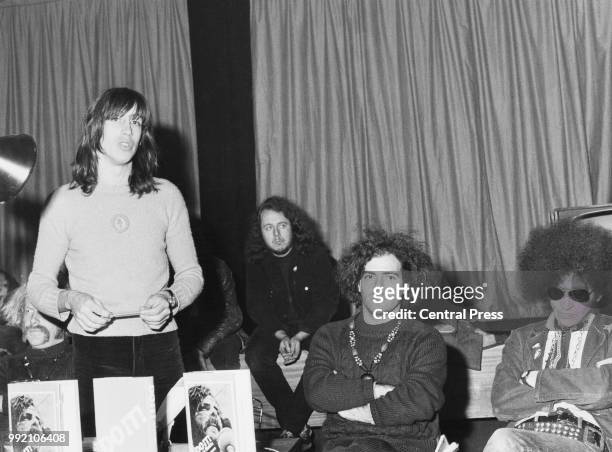 Australian journalist Richard Neville addresses a press conference to announce the foundation of a British chapter of American organisation the Youth...
