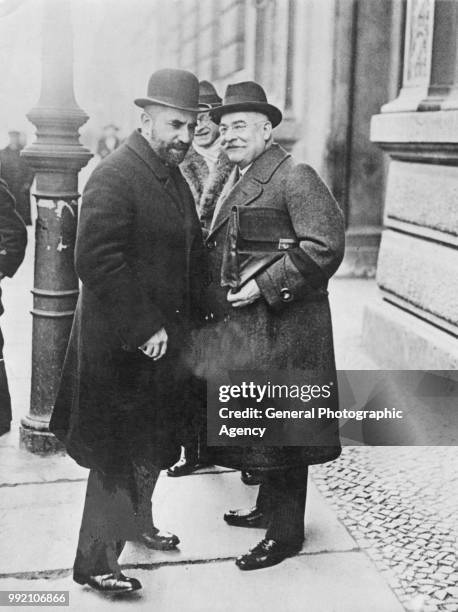 German industrialist and politician Hugo Stinnes outside the Reichstag in Berlin, Germany, circa 1920.