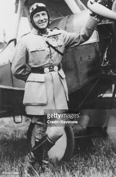 French pilot Charles Nungesser , circa 1927. He disappeared along with his navigator François Coli during a transatlantic flight from France to New...