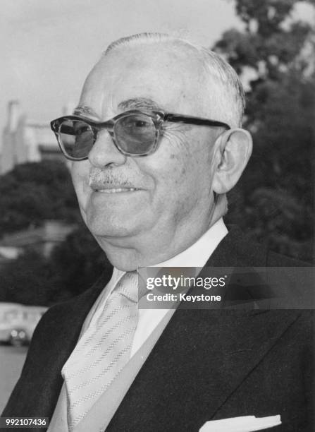 Green poet and politician Georgios Athanasiadis-Novas , the new Prime Minister of Greece, after his meeting with King Constantine of Greece, 17th...