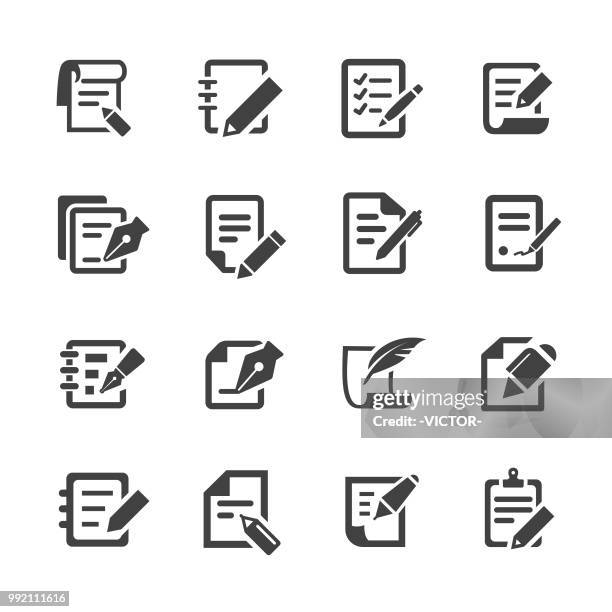stockillustraties, clipart, cartoons en iconen met pen en papier icons - acme serie - formulier