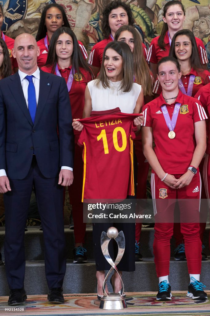 "Queen Letizia Of Spain Attend Audiences At Zarzuela Palace