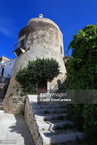 ruin of the castle of vieste, gargano, puglia, italy - vieste bildbanksfoton och bilder
