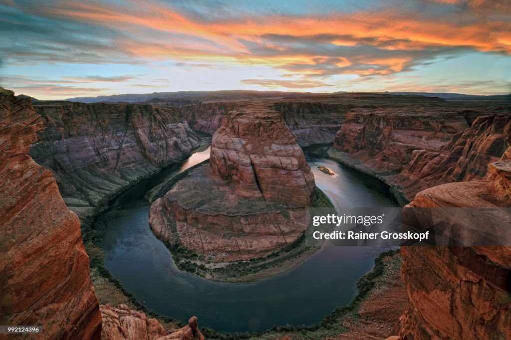 Horseshoe Bend of Colorado River at sunset