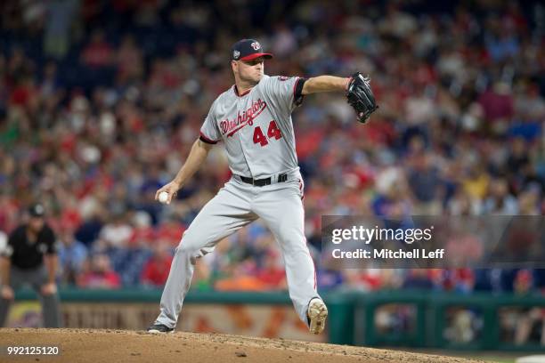 Ryan Madson of the Washington Nationals pitches against the Philadelphia Phillies at Citizens Bank Park on June 28, 2018 in Philadelphia,...