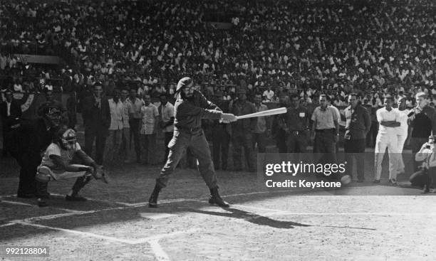 Cuban leader Fidel Castro opens the baseball season in Havana, Cuba, 12th February 1964.