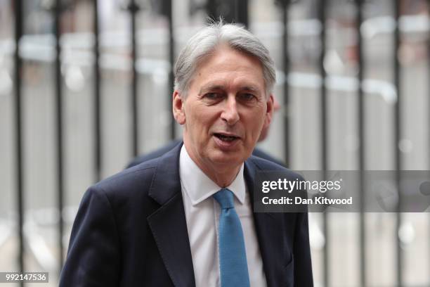 British Chancellor of the Exchequer, Philip Hammond, arrives at Westminster Abbey for a service to mark the 70th anniversary of the NHS on July 5,...