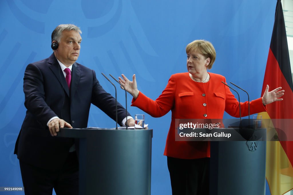 Viktor Orban Meets With Angela Merkel In Berlin