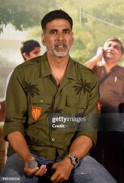 Indian Bollywood actor and producer Akshay Kumar attends the trailer launch of Marathi-language film "Chumbak" in Mumbai on July 5, 2018.