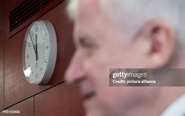 Horst Seehofer, Premier of the state of Bavaria, arriving to a special meeting of the CSU's Landtag fraction in the Bavarian Landtag in Munich,...