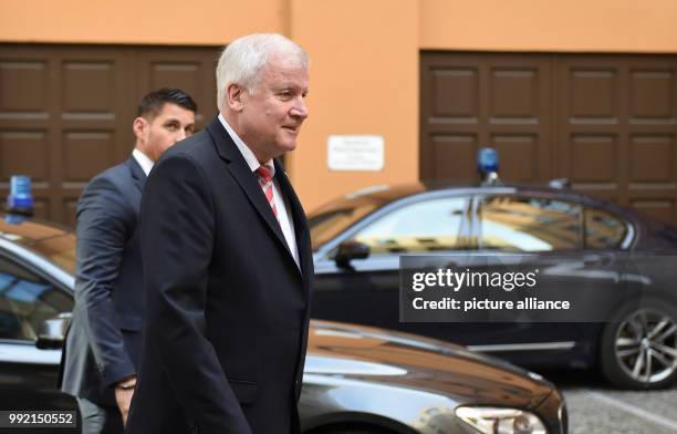 Horst Seehofer , Premier of the state of Bavaria, arriving to a special meeting of the CSU's Landtag fraction in the Bavarian Landtag in Munich,...