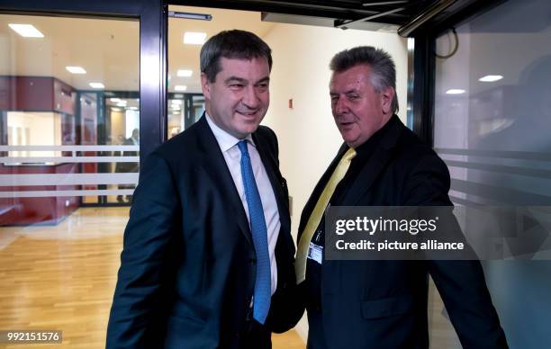 Markus Soder , Finance Minister of the state of Bavaria, leaving the building of the Bavarian Landtag after a special meeting of the CSU's Landtag...