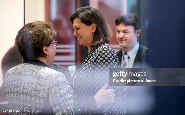 The Minister of Economy for the state of Bavaria, Ilse Aigner , and the President of the Landtag of the state of Bavaria, Barbara Stamm, talking with...