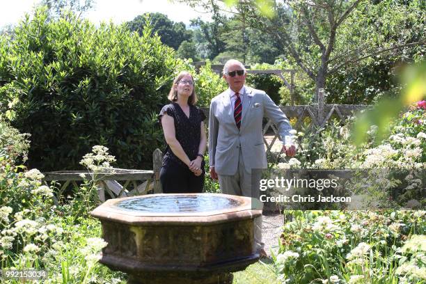 Prince Charles, Prince of Wales visits Tretower Court on July 5, 2018 in Crickhowell, Wales.