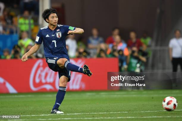 Gaku Shibasaki of Japan in action during the 2018 FIFA World Cup Russia Round of 16 match between Belgium and Japan at Rostov Arena on July 2, 2018...