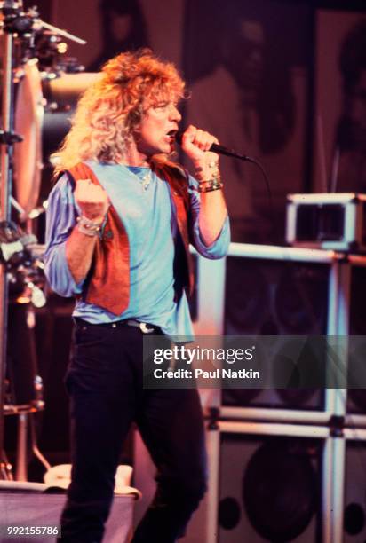 Singer Robert Plant performs on stage at Madison Square Garden for the Atlantic Records 40th Anniversary Concert in New York City, New York, May 14,...