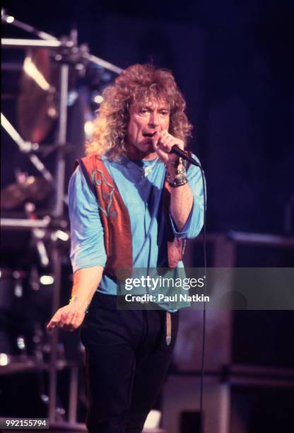 Singer Robert Plant performs on stage at Madison Square Garden for the Atlantic Records 40th Anniversary Concert in New York City, New York, May 14,...