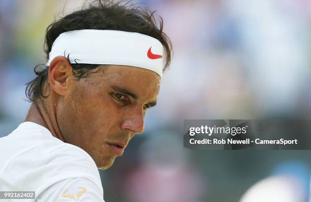 Rafael Nadal during his match against Dudi Sela at All England Lawn Tennis and Croquet Club on July 3, 2018 in London, England.