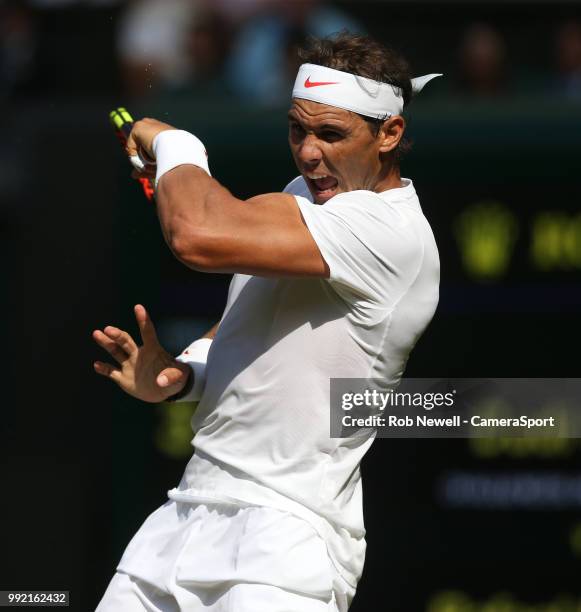 Rafael Nadal during his match against Dudi Sela at All England Lawn Tennis and Croquet Club on July 3, 2018 in London, England.