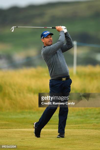 Donegal , Ireland - 5 July 2018; Padraig Harrington of Ireland plays a shot on the 10th hole during Day One of the Irish Open Golf Championship at...