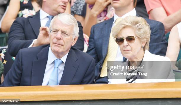 July 5: John Major and Norma Major attends day four of the Wimbledon Tennis Championships at the All England Lawn Tennis and Croquet Club on July 2,...