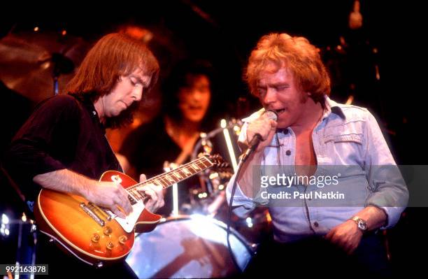 Guitarist Ronnie Montrose, left, performs with Davey Pattison at the Park West in Chicago, Illinois, December 12, 1979.