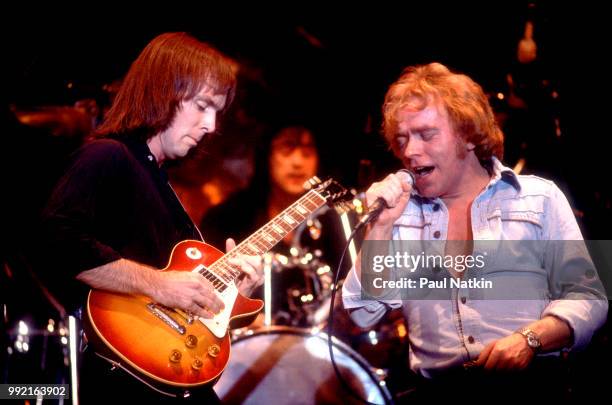 Guitarist Ronnie Montrose, left, performs with Davey Pattison at the Park West in Chicago, Illinois, December 12, 1979.