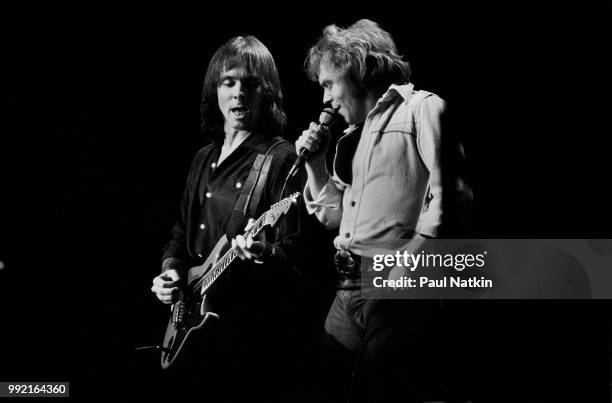 Guitarist Ronnie Montrose, left, performs with Davey Pattison at the Park West in Chicago, Illinois, December 12, 1979.