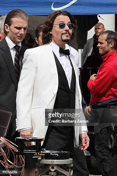 Actor Johnny Depp on location for "the Tourist" at Piazza San Marco on May 13, 2010 in Venice, Italy.
