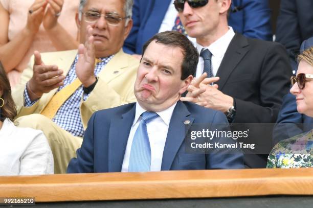 July 5: George Osborne attends day four of the Wimbledon Tennis Championships at the All England Lawn Tennis and Croquet Club on July 2, 2018 in...