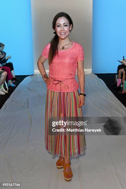 Anastasia Zampounidis attends the Ivanman show during the Berlin Fashion Week Spring/Summer 2019 at ewerk on July 5, 2018 in Berlin, Germany.