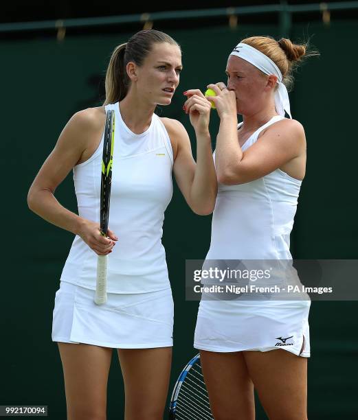 Xenia Knoll and Anna Smith on day four of the Wimbledon Championships at the All England Lawn Tennis and Croquet Club, Wimbledon.