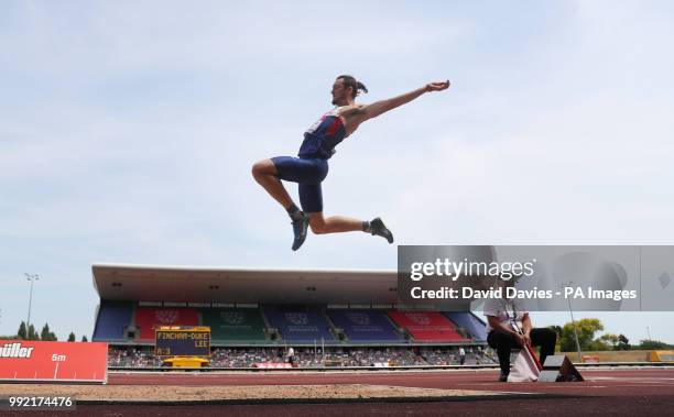 Great Britain's Jacob Fincham Dukes competes in the Men's Long Jump Final during day two of the Muller British Athletics Championships at Alexander...