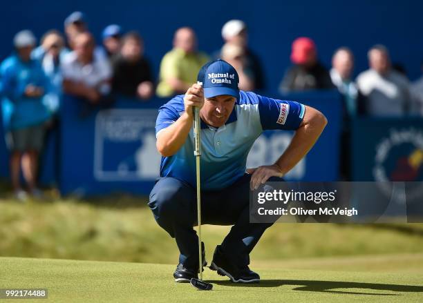 Donegal , Ireland - 5 July 2018; Padraig Harrington of Ireland on the 18th green during Day One of the Irish Open Golf Championship at Ballyliffin...