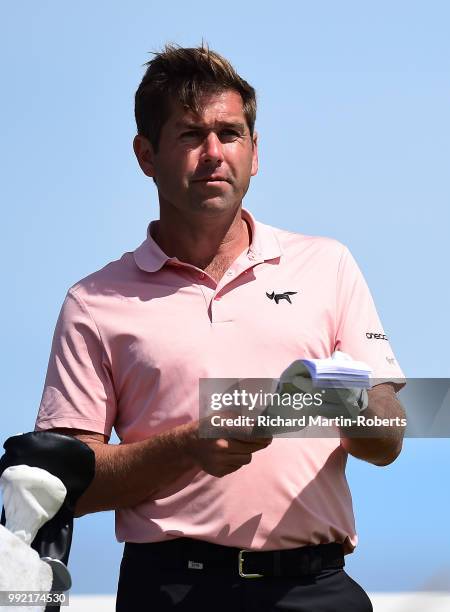 Robert Rock of England looks on on the 17th hole during day one of the Dubai Duty Free Irish Open at Ballyliffin Golf Club on July 5, 2018 in...