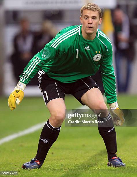 Manuel Neuer, goalkeeper of Germany awaits the ball during the international friendly match between Germany and Malta at Tivoli stadium on May 13,...