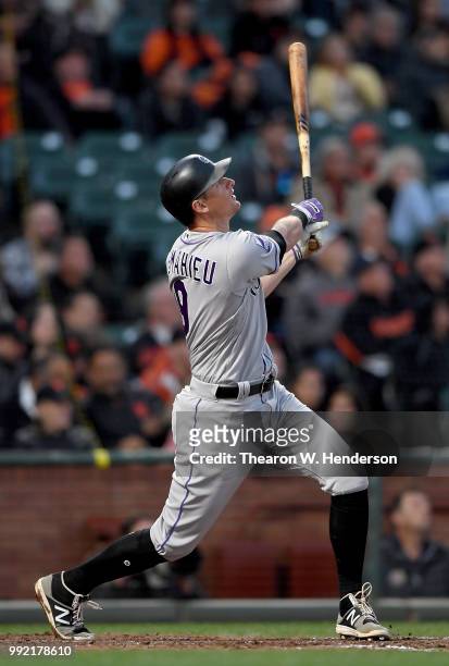 LeMahieu of the Colorado Rockies bats against the San Francisco Giants in the fifth inning at AT&T Park on June 26, 2018 in San Francisco, California.