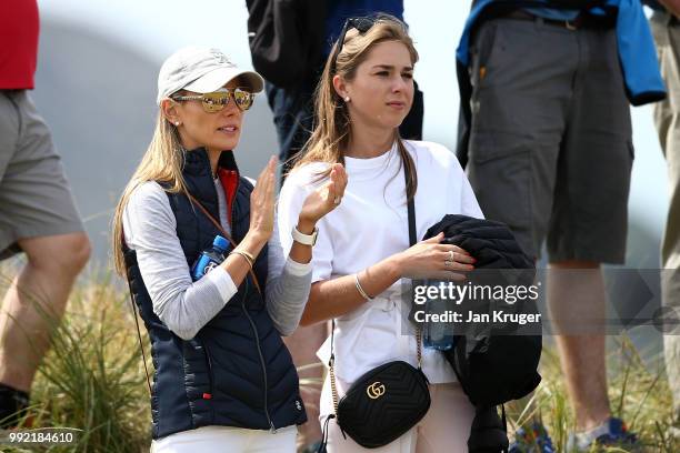 Rory McIlroy's wife Erica looks on during day one of the Dubai Duty Free Irish Open at Ballyliffin Golf Club on July 5, 2018 in Donegal, Ireland.