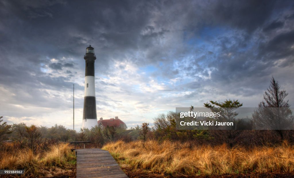 Dramatic view of the Fire Island Lighthouse at Early Morning
