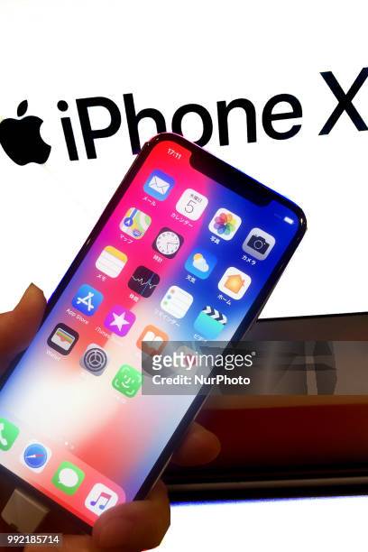 Apple's new iPhone X is seen after it goes on sale at the Apple Store in Tokyo's Omotesando shopping district, Japan, July 05, 2018.