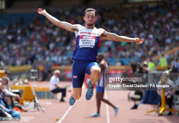 Great Britain's Jacob Fincham Dukes competes in the Men's Long Jump Final during day two of the Muller British Athletics Championships at Alexander...