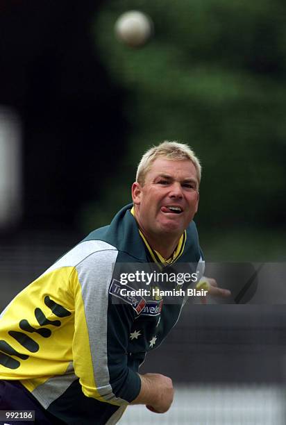 Shane Warne of Australia bowls in the nets, during training at Lords Cricket Ground, London, England. DIGITAL IMAGE Mandatory Credit: Hamish...