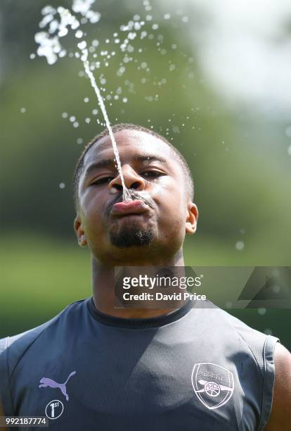 Chuba Akpom of Arsenal during Arsenal Training Session at London Colney on July 5, 2018 in St Albans, England.