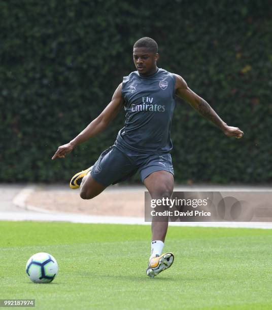 Chuba Akpom of Arsenal during Arsenal Training Session at London Colney on July 5, 2018 in St Albans, England.